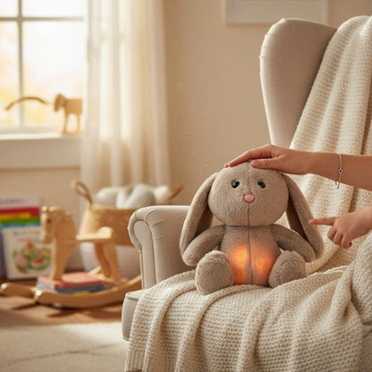 Veilleuse en peluche lapin adorable avec éclairage doux et sécurisant