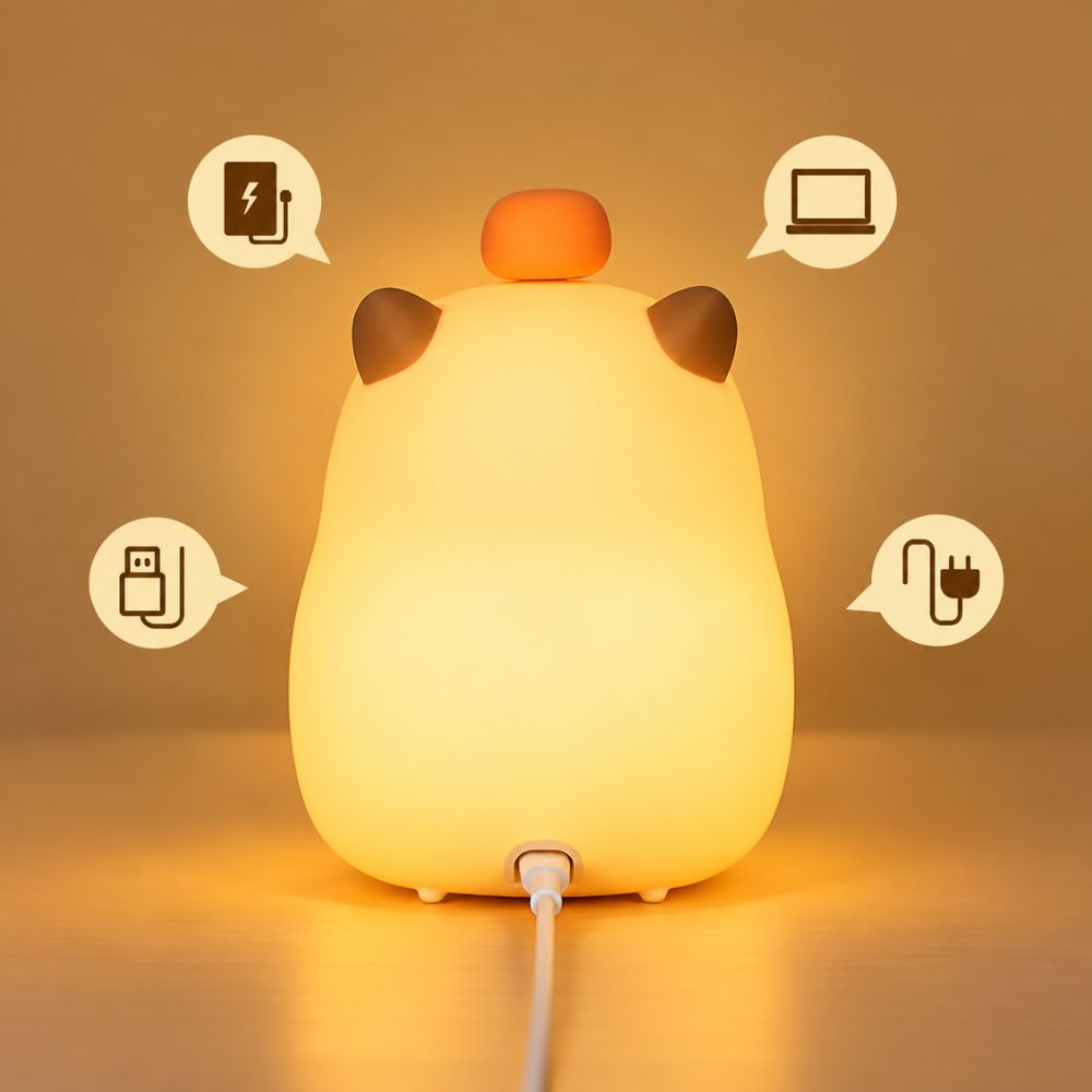 Veilleuse réveil enfant rechargeable par câble USB, vue arrière